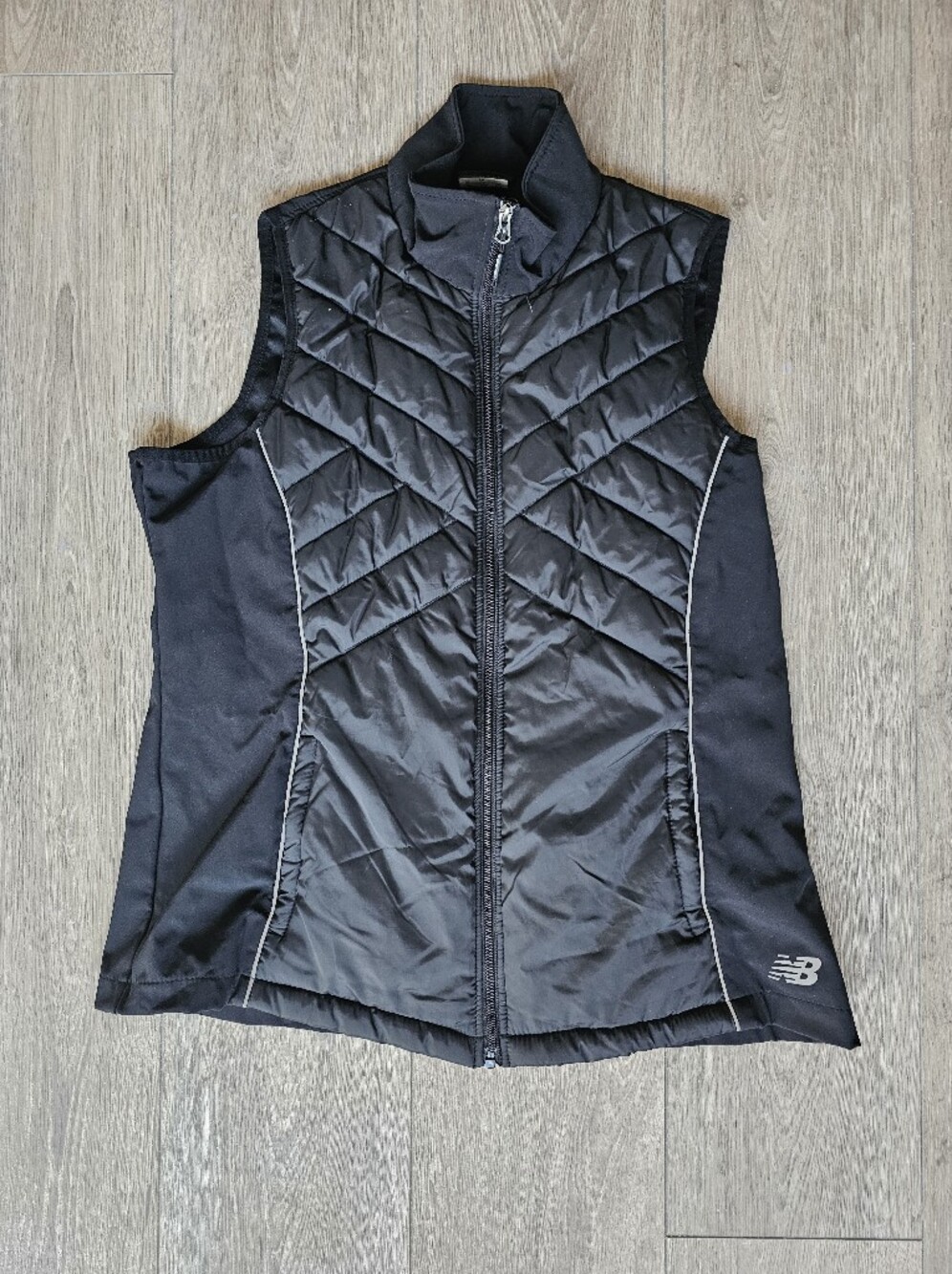 New Balance Men’s Black Quilted Swim Rash Vest with Reflective Piping